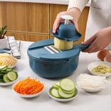 kkboxly 1pc 12-in-1 Multi-Functional Vegetable Slicer - Mandolines with Food Grater, Cutter, Container, Hand Guard, and Shredder for Easy Kitchen Prep - Space-Saving Kitchen Gadgets for Home Cooks