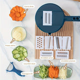 kkboxly 1pc 12-in-1 Multi-Functional Vegetable Slicer - Mandolines with Food Grater, Cutter, Container, Hand Guard, and Shredder for Easy Kitchen Prep - Space-Saving Kitchen Gadgets for Home Cooks
