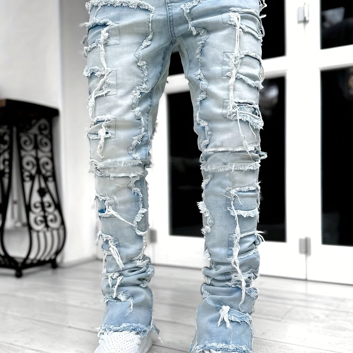 kkboxly Creative Tassels Decoration Straight Fit Jeans