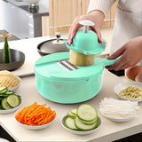 kkboxly 1pc 12-in-1 Multi-Functional Vegetable Slicer - Mandolines with Food Grater, Cutter, Container, Hand Guard, and Shredder for Easy Kitchen Prep - Space-Saving Kitchen Gadgets for Home Cooks
