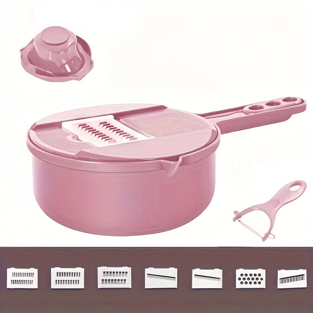 kkboxly 1pc 12-in-1 Multi-Functional Vegetable Slicer - Mandolines with Food Grater, Cutter, Container, Hand Guard, and Shredder for Easy Kitchen Prep - Space-Saving Kitchen Gadgets for Home Cooks