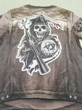 kkboxly  Fake Denim Vest Pattern, Street Wear, Men's Novelty Round Neck T-Shirt, Mens Clothing
