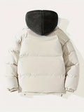 kkboxly  Men's Fashion Thick Sherpa Hood Coat, Padded Winter Warm Hooded Jacket For Autumn Winter