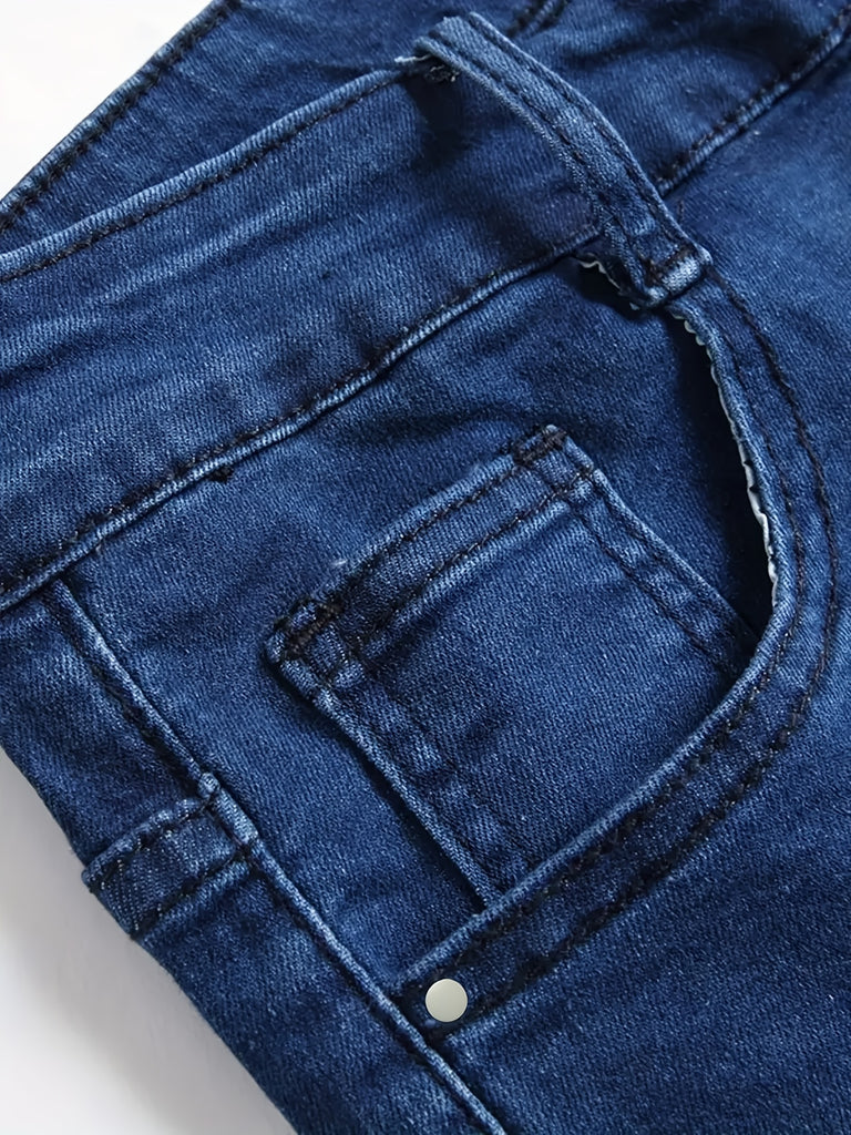 kkboxly  Classic Design Denim Shorts, Men's Casual Street Style Slightly Stretch Denim Shorts For Summer