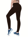 kkboxly  High Waist Skinny Leggings, Solid Casual Leggings, Women's Clothing
