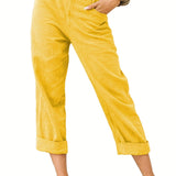 kkboxly  Solid Elastic Waist Pants, Casual Wide Leg Pants For Spring & Summer, Women's Clothing