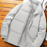 kkboxly  Men's Warm Padded Jacket, Casual Lapel Puffer Coat For Fall Winter