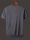 kkboxly  Ice Silk Letter Print Men's Plus Size Short-sleeve T-shirt For Summer Sports, Knitted Leisurewear For Big And Tall Guys