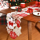Embroidered Christmas Table Runner 1PC - Polyester Festive Table Decor with Holly, Gift, and Snowflake Patterns - 13.78x70.08inch Rectangular Floral Holiday Table Runner for Dining & Kitchen Decor