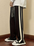 Men's Stylish Loose Solid Sweatpants With Pockets, Active Breathable Comfy Drawstring Trousers For Breakdancing Skateboarding Taking Photos
