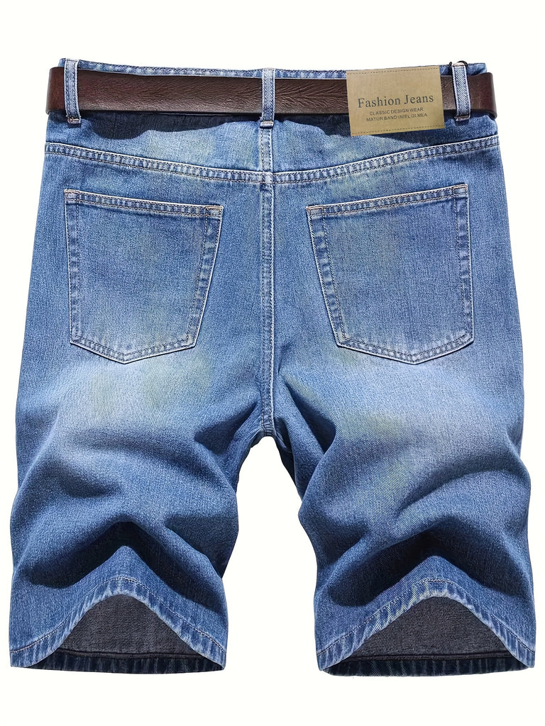 kkboxly  Classic Design Denim Shorts, Men's Casual Street Style Slightly Stretch Denim Shorts For Summer