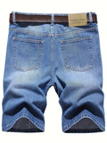 kkboxly  Classic Design Denim Shorts, Men's Casual Street Style Slightly Stretch Denim Shorts For Summer