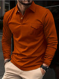 kkboxly Solid Men's Casual Comfy Long Sleeve Lapel Shirt With Chest Pocket For Everyday Wear In Spring And Autumn