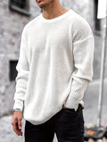 kkboxly  All Match Knitted Sweater, Men's Casual Warm Mid Stretch Round Neck Pullover Sweater For Fall Winter
