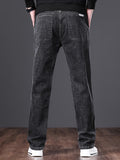 kkboxly Men's Semi-formal Jeans, Chic Classic Design Denim Pants For Business