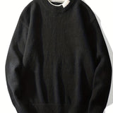 kkboxly  Fake 2 Piece Mens Warm Thermal Sweater, Casual Comfy Pullover, Mens Clothing For Winter