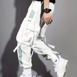kkboxly kkboxly  Multi-pocket Ribbon Design, Men's Color Block Cargo, Trendy Comfy Jogger Pants