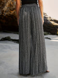 kkboxly  Floral Print Elastic Waist Slit Wide Leg Pants, Casual Loose Pants For Spring & Fall, Women's Clothing