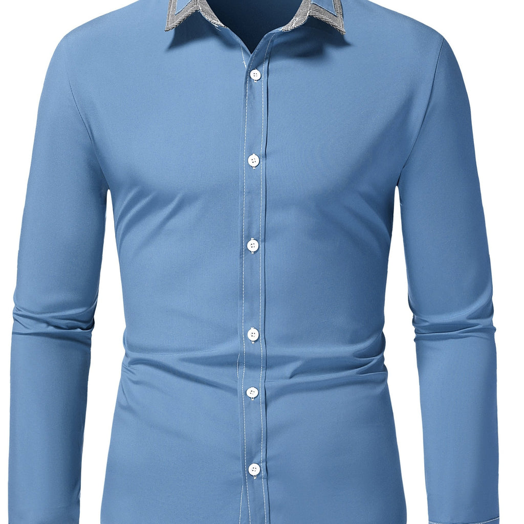 kkboxly  Men's Button Down Plaid Collar  Long Sleeve Shirt, Business Casual Dress Shirts