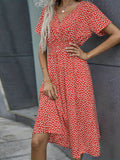 Kkboxly  Ditsy Floral Print Vacation Dress, Short Sleeve V Neck Casual Dress For Summer & Spring, Women's Clothing