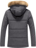 kkboxly Men's Casual Warm Thick Jacket, Windproof Fleece Lined Hooded Jacket