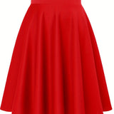kkboxly  Preppy Pleated Skater Skirts, Elegant High Waist A Line Casual Skirts, Women's Clothing