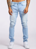 kkboxly  Slim Fit Jeans, Men's Casual Street Style Solid Color Mid Stretch Denim Pants For Spring Summer