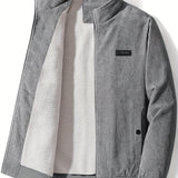 kkboxly  Men's Zip-Up Collar Corduroy Cotton Jacket