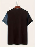 2025 kkboxly  Men's Faith Print Color Block T-Shirt - Stretchy Graphic Tee for Summer Casual Style