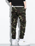 kkboxly  Men's Camo Print Flap Pocket Cargo Pants