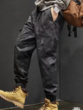 kkboxly  Retro Casual Men's Cotton Blend Long Drawstring Footed Trousers With Multiple Pockets, Spring Fall Outdoor, Street Style