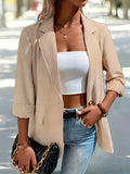 One Button Front Lapel Blazer, Casual Long Sleeve Work Office Outerwear, Women's Clothing