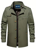 kkboxly  Men's Elegant Single Breasted Trench Coat For Fall Winter