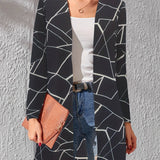 kkboxly  Floral Print Lightweight Jacket, Casual Open Front Long Sleeve Outerwear For Spring & Fall, Women's Clothing