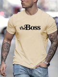 kkboxly  'The Boss' Print Tee Shirt, Tee For Men, Casual T-shirt For Summer Spring Fall, Tops As Gifts