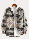 kkboxly  Novelty Pattern Stripe Print Jackets For Men ，Snap Button Up Lapel Stylish Coat Jackets For Men