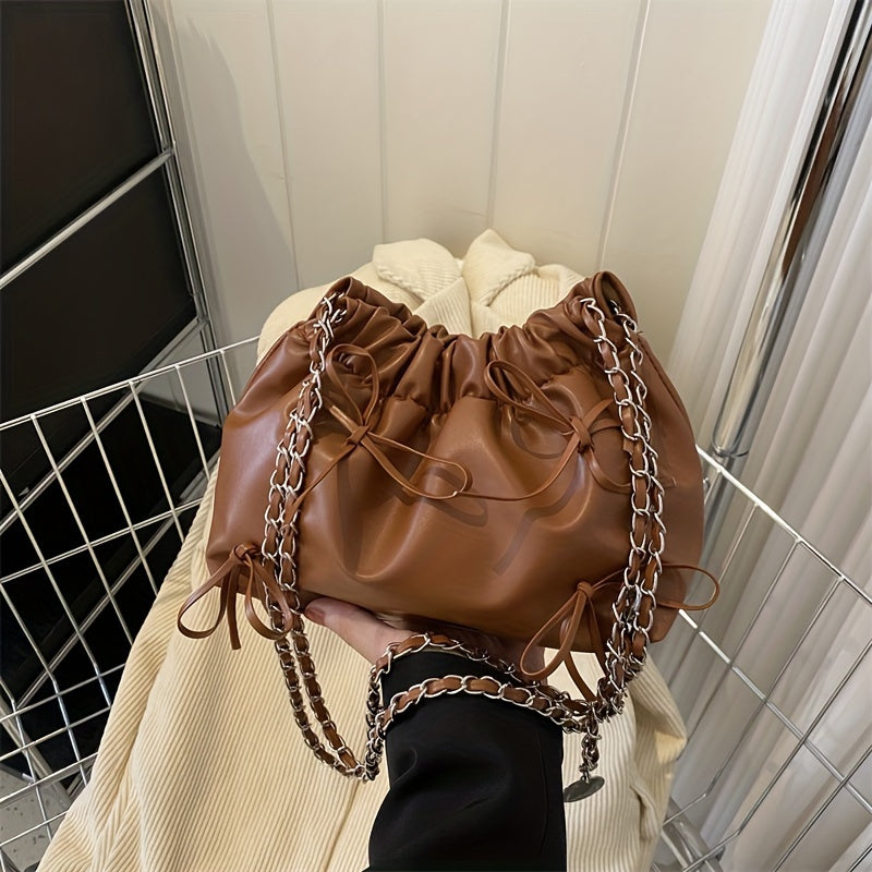 kkboxly  Mini Fashion Pleated Bucket Bag, Trendy Crossbody Bag, Women's Casual Handbag & Shoulder Bag