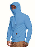 kkboxly  Men's Hoodie, Face Cover Casual Drawstring Hooded Sweatshirt With Multicolor