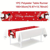 1pc, Christmas Table Runner, Tablecloths, Holiday Decorations, Christmas Party Decor, Table Decor