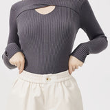 kkboxly  Women's Sweater Casual Cross-neck Long Sleeve Loose Fall Winter Sweater