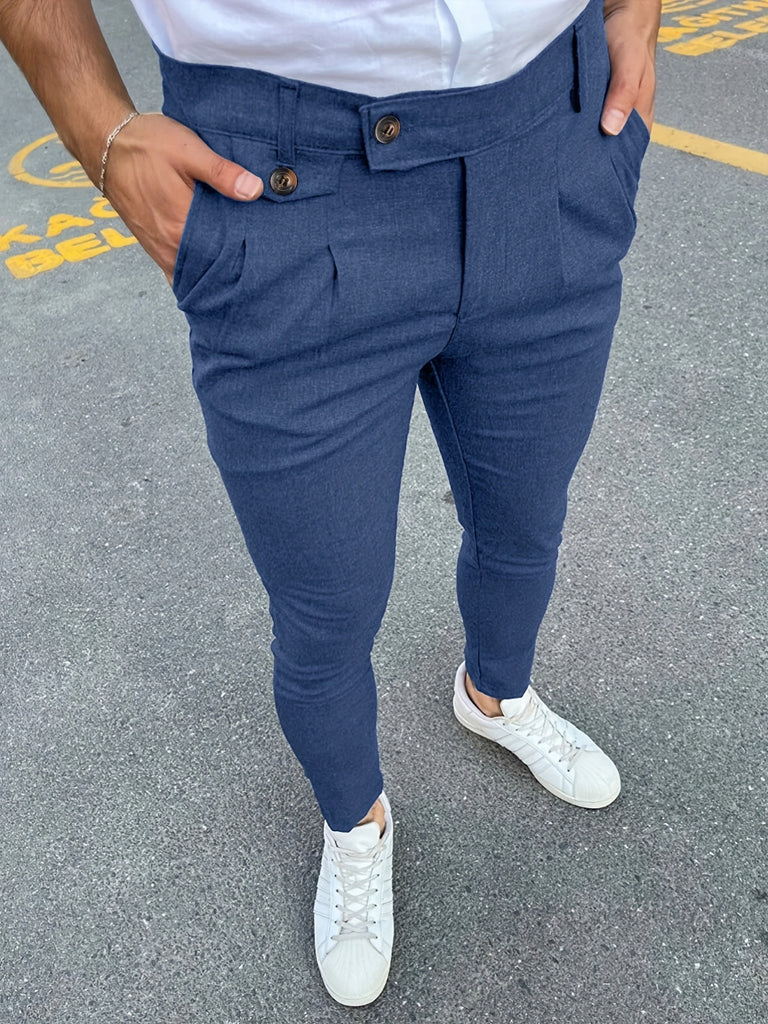 Slim Fit Elegant Slacks, Men's Casual Vintage Style Slightly Stretch D – Kkboxly™ Slim Fit Elegant Slacks, Men's Casual Vintage Style Slightly Stretch D – Kkboxly™
