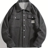 kkboxly  Solid Jackets For Men Dual Pockets Button Up Lapel Stylish Coat Jackets For Men