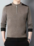 kkboxly  Men's Stylish Loose Solid Knitted Sweater, Casual Slightly Stretch Breathable Long Sleeve Turtle Neck Top For City Walk Street Hanging Outdoor Activities