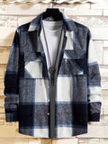 Plaid Jackets For Men Dual Pockets Button Up Lapel Stylish Coat Jackets For Men