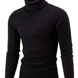 Plus Size Men's Cable Knit Sweater Stylish Turtleneck Pullover Fall Winter, Men's Clothing