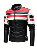 kkboxly  Men's Casual Faux Leather Jacket Stylish Vintage PU Leather Zip Up Motorcycle Jacket Best Sellers