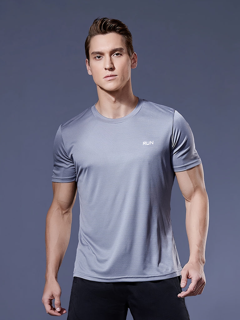kkboxly  Men's Solid Color Ultralight Quick Dry Sport T-Shirt, Breathable Lightweight Top For Fitness Training Workout Running Gym