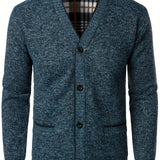 kkboxly  All Match Knitted Warm Thick Cardigan, Men's Casual Warm Slightly Stretch Button Up Jacket Coat For Fall Winter