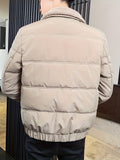 kkboxly  Fashionable Men's Stand Collar Zipper Snap Button Solid Fleece Winter Jacket,Suitable For Winter,Street Outdoor,Comfortable,Warm And Versatile