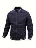 kkboxly Men's Casual Zipper Long Sleeve Stand Collar Pockets Jackets For Fall & Winter